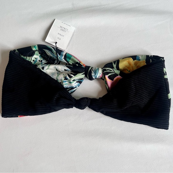 Indah Cabo Bandeau Top and Bottom in Tropical Black - Picture 3 of 8